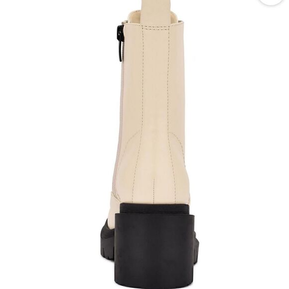Nine West Women's Juna3 Combat Boot booties shoes ivory 9 - Picture 4 of 9